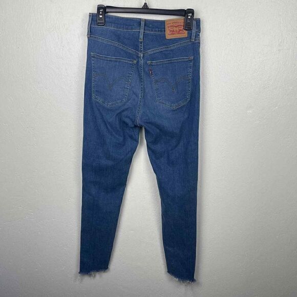 Levi's Mile High Blue Distressed Raw Hem‎ Super Skinny Size 28 - Picture 3 of 7